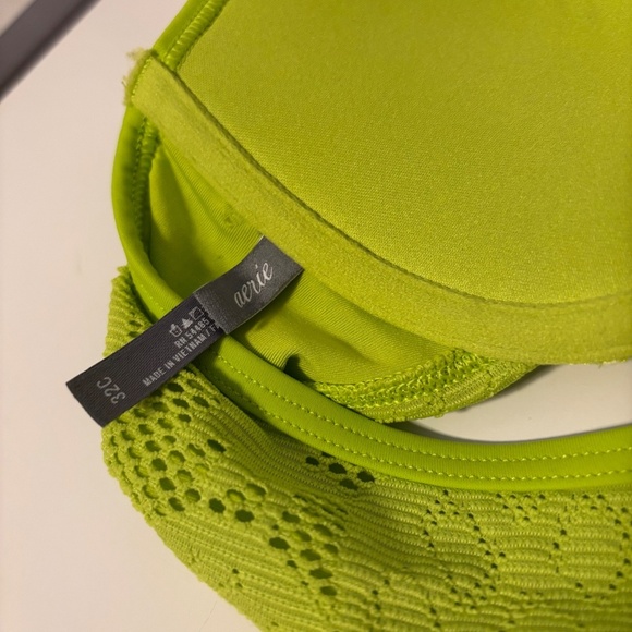 Aerie Perkier Push-Up Crochet Low Rise Bikini Matching Set Lime Green 32 C M - Picture 4 of 6